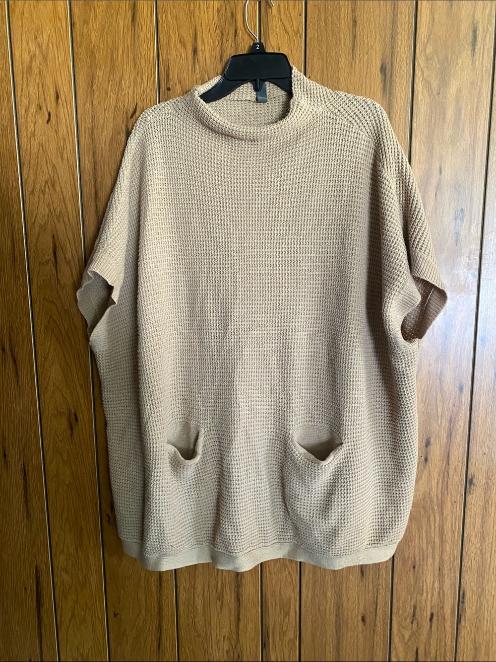 Alya Waffle Knit Short-Sleeve Tunic in Camel